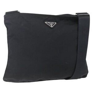 Authentic PRADA Shoulder Bag Nylon Black Silver